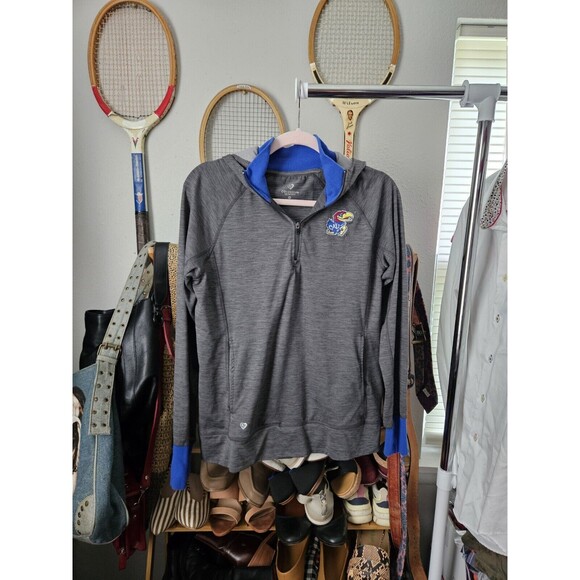 Women's Colosseum Kansas KU Jayhawks 1/4 Zip Pullover Sweatshirt | Size Large - Picture 1 of 9